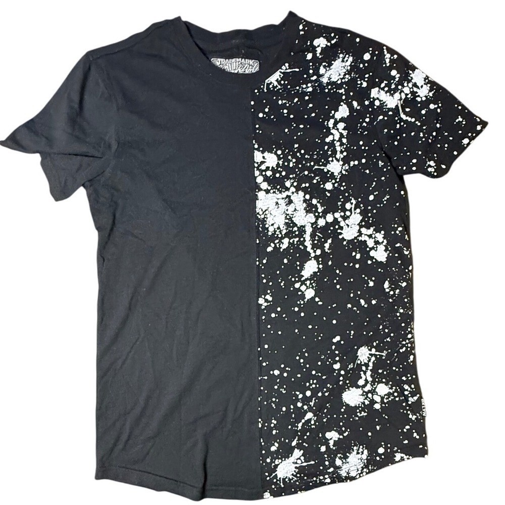Brooklyn Cloth Mens Black & White Splatter Paint Graphic Print T-Shirt